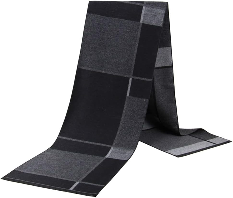 2 Packs Cashmere Feel Men Scarf for Winter, Lattice Grid Plaid Stripe Argyle Windowpane Designs Selection Husband Father Gift - Image 6